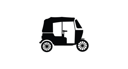 Fototapeta premium Black and white illustration of a classic three wheeled vehicle silhouette