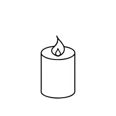 Outline drawing of a lit candle object silhouette