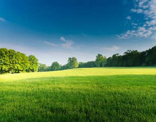 Obraz premium a lush field with trees behind allowing for copy space image