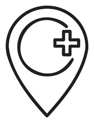 Fototapeta premium Medical cross symbol inside location pin icon - stock vector