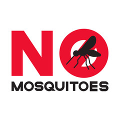 Banner with text "No mosquitoes" and silhouette mosquito vector illustration