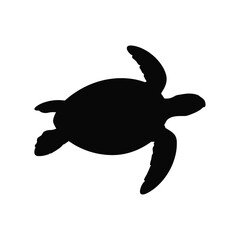Simple black silhouette of a sea turtle swimming