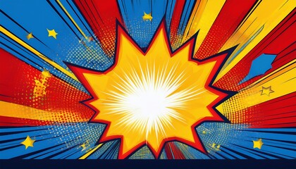 comic style explosion backdrop on an invite superhero theme space for event information