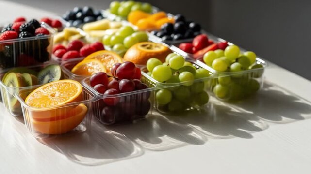 Assorted fruits neatly packed