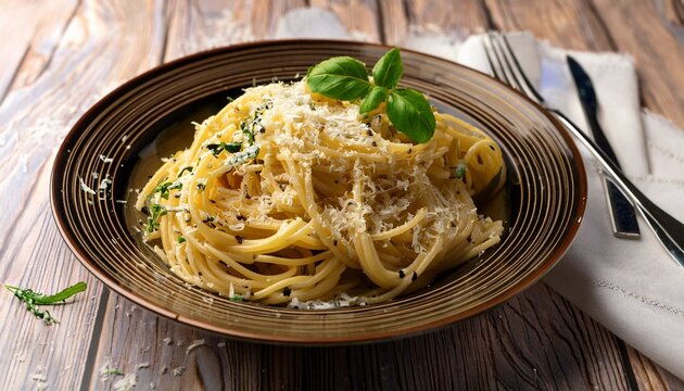 linguine with a light dusting of herbs and shredded parmesan cheese - Powered by Adobe