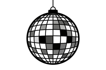 A disco ball hangs, reflecting light with its mirrored tiles, creating a festive and retro atmosphere.