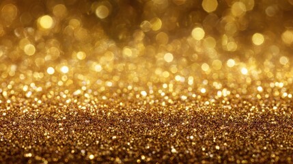golden glitter texture background with bokeh lights for festive celebrations and decorative designs