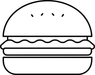 Simple Black and White Outline Icon of a Classic Hamburger