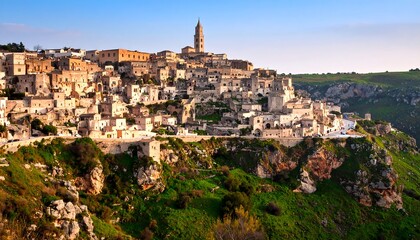 Fototapeta premium Panoramic view of a picturesque hillside town