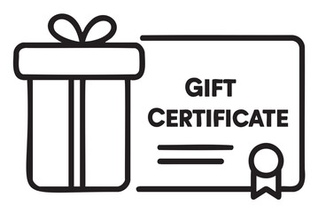 Gift certificate with ribboned box icon for special occasions - stock vector