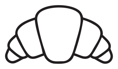 Outline drawing of a croissant with simple black lines for coloring - stock vector