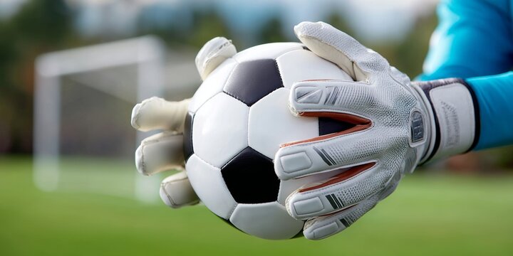 Goalkeeper catching a soccer ball during a practice session on a sunny day