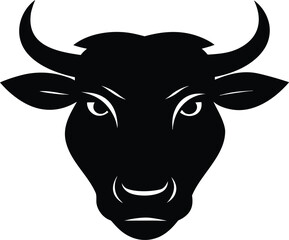 Minimalist Bull Head Silhouette, Bull Head Silhouette Vector - Strength, Power, and Financial Market Symbol