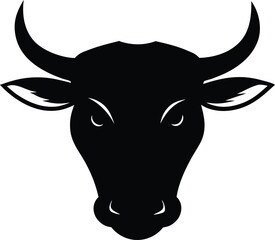 Minimalist Bull Head Silhouette, Bull Head Silhouette Vector - Strength, Power, and Financial Market Symbol
