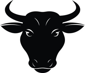 Minimalist Bull Head Silhouette, Bull Head Silhouette Vector - Strength, Power, and Financial Market Symbol