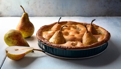 homemade pear pie and pears