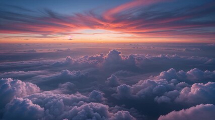Elevated Aerial Flight Through Stunning Twilight Skies and Dreamlike Cloudscapes - Powered by Adobe