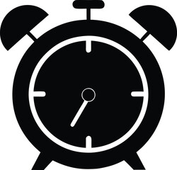 Alarm Clock Silhouette, Black Alarm Clock Silhouette, Minimalist Clock Silhouette - Time, Deadline, and Schedule Symbol for Web and Print