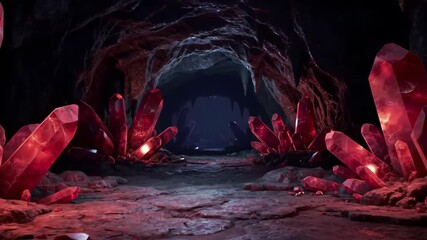Red Crystal Cave Exploration: Journey Through a Sparkling Underground World - Powered by Adobe