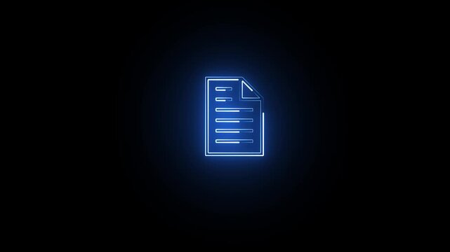 A blue color and Glowing neon file folder sign icon isolated on black background.