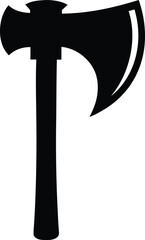 Black Axe Silhouette, Axe Icon Vector, Minimalist Axe Vector Silhouette, Axe Silhouette Flat Illustration.