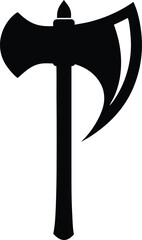 Black Axe Silhouette, Axe Icon Vector, Minimalist Axe Vector Silhouette, Axe Silhouette Flat Illustration.