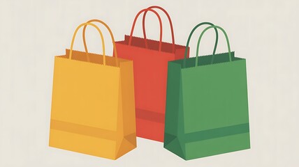 Three colorful paper shopping bags arranged together