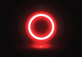 Glowing Red Ring Symbol on Dark Background With Subtle Light Effects Keywords: circle, ring, red, glowing