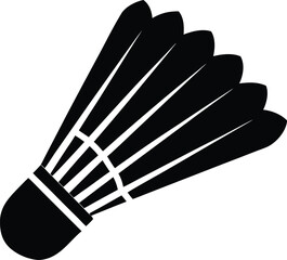 Badminton Shuttlecock Silhouette. Black Vector Icon on White. Minimal Badminton Icon. Shuttlecock Black Silhouette Vector.