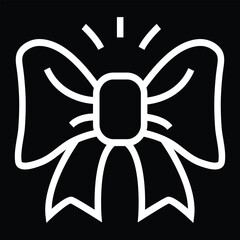 White outline of a bow on a black background Keywords: bow, ribbon, gift, present, decoration