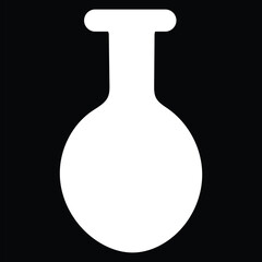 White outline of a laboratory flask on a black background Keywords: flask, beaker, laboratory, science