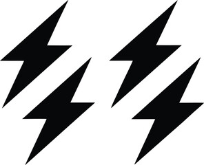 Electric Power Icons. Lightning Bolt Vector Set Collection. Energy and Danger Symbols. Lightning Bolt Warning Icon Set.