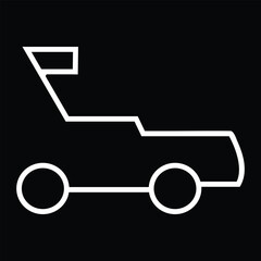 White outline of a lawnmower on a black background Keywords: lawnmower, mower, grass, garden, yard