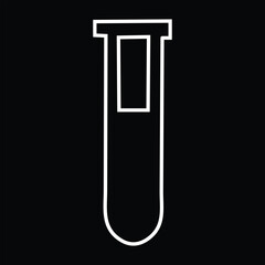 White Outline Of A Laboratory Test Tube On A Black Background science experiment