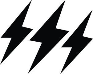 Lightning Bolt Icon Set. Electric Power, Energy, and Thunder Symbols.