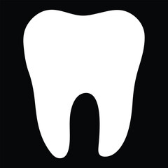 White Silhouette Of A Human Tooth On A Black Background teeth dental