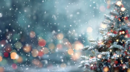 dreamy christmas holidays banner with glowing bokeh light orbs and fully blurred tree background festive warm sparkle abstract winter backdrop for greeting cards web headers and seasonal promotions