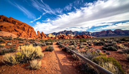 Red rock desert pathway