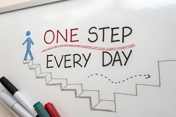 Naklejka premium Illustration depicting one step every day toward upward progress