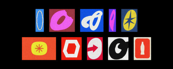 Bold letter O collection in varied fonts, magazine collage on black
