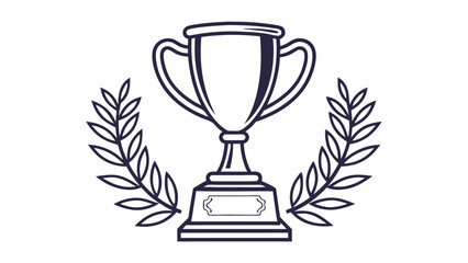 Trophy with laurel wreath icon on white background