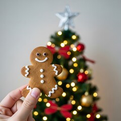 Gingerbread Man by Christmas Tree.