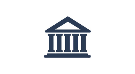 Classic temple facade with columns a striking dark blue silhouette