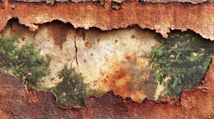 Weathered surface with faded trees image