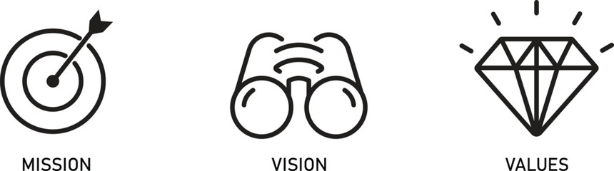 Mission, Vision, and Values Line Vector Icons