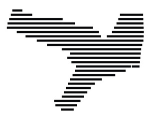Symbol Map of the city Planegg (Bayern, Germany) showing the area of the city with just a few black horizontal lines