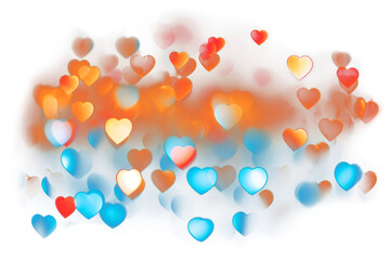 Heart-shaped bokeh lights on transparent background
