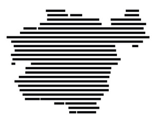 Symbol Map of the city Regen (Bayern, Germany) showing the area of the city with just a few black horizontal lines