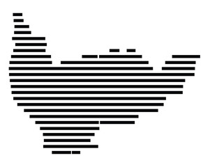 Symbol Map of the city Stephanskirchen (Bayern, Germany) showing the area of the city with just a few black horizontal lines