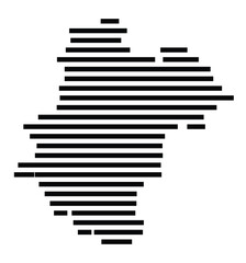 Symbol Map of the city Vilsbiburg (Bayern, Germany) showing the area of the city with just a few black horizontal lines